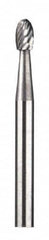 Dremel - 1/8" Cut Diam, 1/8" Shank Diam, Oval Head Double Cut Burr - Carbide, Radius End, 13/64" LOC - Americas Industrial Supply