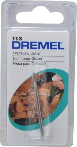 Dremel - 1/16" Cut Diam, 1/8" Shank Diam, Cylinder Head Single Cut Burr - Flat End - Americas Industrial Supply