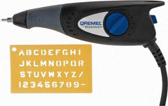 Dremel - 7,200 BPM, Electric Engraving Pen - 2 amps, Includes 9924 Carbide Point; Engraver Tool; Letter/Number Template Kit - Americas Industrial Supply