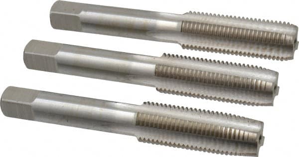 Interstate - M14x1.50 Metric Fine, 4 Flute, Bottoming, Plug & Taper, Bright Finish, High Speed Steel Tap Set - Right Hand Cut, 3-19/32" OAL, 1-21/32" Thread Length - Americas Industrial Supply