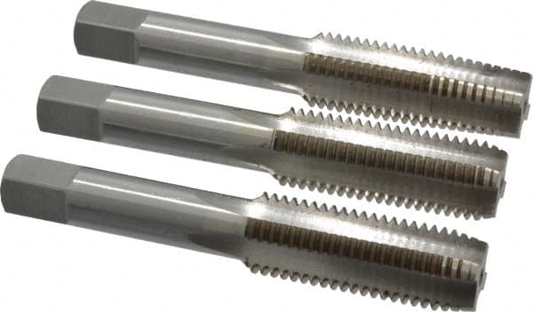 Interstate - M16x2.00 Metric Coarse, 4 Flute, Bottoming, Plug & Taper, Bright Finish, High Speed Steel Tap Set - Right Hand Cut, 3-13/16" OAL, 1-13/16" Thread Length - Americas Industrial Supply