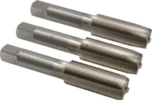 Interstate - M18x1.50 Metric Fine, 4 Flute, Bottoming, Plug & Taper, Bright Finish, High Speed Steel Tap Set - Right Hand Cut, 4-1/32" OAL, 1-13/16" Thread Length - Americas Industrial Supply