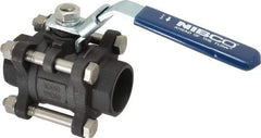 NIBCO - 1" Pipe, Full Port, Carbon Steel Standard Ball Valve - 3 Piece, Inline - One Way Flow, Socket Weld x Socket Weld Ends, Locking Lever Handle, 1,000 WOG - Americas Industrial Supply