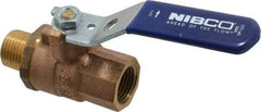 NIBCO - 1/2" Pipe, Full Port, Bronze Standard Ball Valve - 2 Piece, Inline - One Way Flow, MNPT x FNPT Ends, Lever Handle, 600 WOG, 200 WSP - Americas Industrial Supply