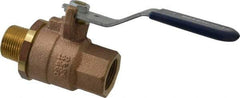 NIBCO - 3/4" Pipe, Full Port, Bronze Standard Ball Valve - 2 Piece, Inline - One Way Flow, MNPT x FNPT Ends, Lever Handle, 600 WOG, 200 WSP - Americas Industrial Supply