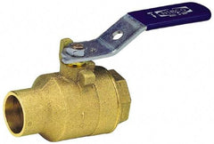 NIBCO - 2" Pipe, Full Port, Bronze Standard Ball Valve - 2 Piece, Inline - One Way Flow, FNPT x Soldered Ends, Lever Handle, 600 WOG, 150 WSP - Americas Industrial Supply