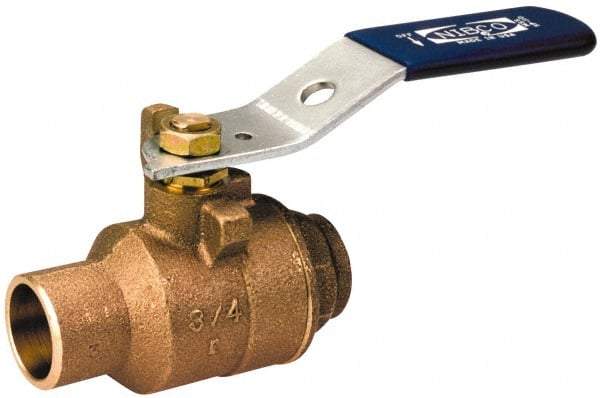 NIBCO - 3" Pipe, Standard Port, Bronze Standard Ball Valve - 2 Piece, Inline - One Way Flow, Soldered x Soldered Ends, Lever Handle, 600 WOG, 150 WSP - Americas Industrial Supply