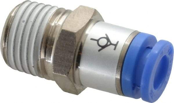 SMC PNEUMATICS - 6mm OD, R(PT) 1/4 Thread, Brass/Polybutylene Push-to-Connect Male Connector - 145 Max psi - Americas Industrial Supply