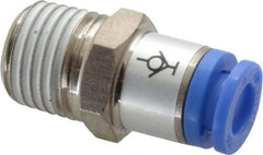 SMC PNEUMATICS - 6mm OD, R(PT) 1/4 Thread, Brass/Polybutylene Push-to-Connect Male Connector - 145 Max psi - Americas Industrial Supply