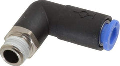 SMC PNEUMATICS - 6mm OD, R(PT) 1/8 Thread, Brass/Polybutylene Push-to-Connect Male Elbow - 145 Max psi - Americas Industrial Supply