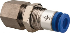 SMC PNEUMATICS - 6mm OD, R(PT) 1/4 Thread, Brass/Polybutylene Push-to-Connect Female Bulkhead - Americas Industrial Supply