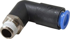 SMC PNEUMATICS - 10mm OD, R(PT) 1/4 Thread, Brass/Polybutylene Push-to-Connect Male Elbow - 145 Max psi - Americas Industrial Supply