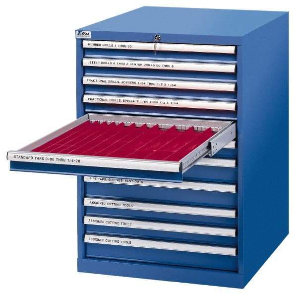 LISTA - 10 Drawer, Tool Crib Storage Cabinet - Steel, 28-1/4" Wide x 28-1/2" Deep x 41-3/4" High, Blue - Americas Industrial Supply