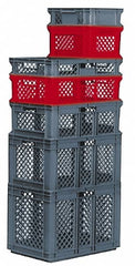 SSI Schaefer - 1.54 Cu Ft, 55 Lb Load Capacity Red Polypropylene Tote Container - Stacking, 23.7" Long x 15.8" Wide x 8.7" High - Americas Industrial Supply