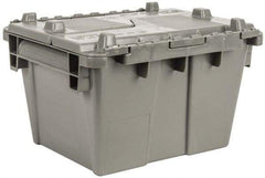 Orbis - 0.3 Cu Ft, 70 Lb Load Capacity Gray Polyethylene Attached-Lid Container - Stacking, Nesting, 11.8" Long x 9.8" Wide x 7.7" High, Lid Included - Americas Industrial Supply