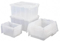 Orbis - 0.7 Cu Ft, 70 Lb Load Capacity Clear Polypropylene Attached-Lid Container - Stacking, Nesting, 19.7" Long x 11.8" Wide x 7.3" High, Lid Included - Americas Industrial Supply