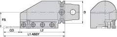 Kennametal - Tool Block Style KM63UT, 32mm Blade Height, 174.5mm OAL, 76.5mm OAH, Indexable Cutoff Blade Tool Block - 32mm Shank Height, Reversible, Series A2 Cut-Off - Americas Industrial Supply