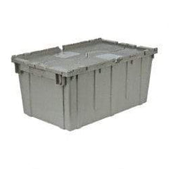 Quantum Storage - 2.5 Cu Ft, 100 Lb Load Capacity Gray Polyethylene Attached-Lid Container - Stacking, Nesting, 27.3" Long x 16.6" Wide x 12-1/2" High, Lid Included - Americas Industrial Supply