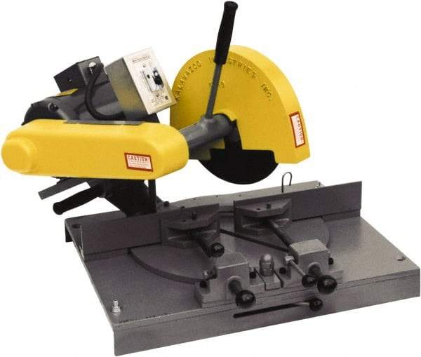 Kalamazoo - 10" Blade Diam, 5/8" Arbor Hole, Miter Chop & Cutoff Saw - 3,450 RPM, 3 hp, 110/220 & 220/440 Volts, 1 or 3 Phase - Americas Industrial Supply