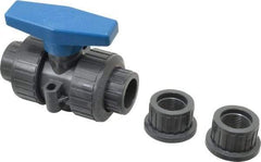 Plast-O-Matic - 3/4" Pipe, Full Port, PVC True Union Design Ball Valve - Inline - Two Way Flow, FNPT x FNPT Ends, Tee Handle, 175 WOG - Americas Industrial Supply