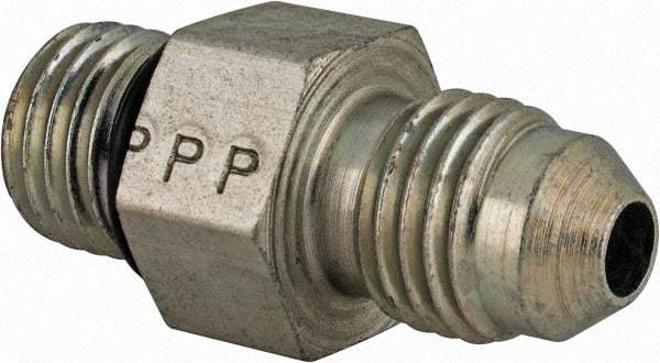 Parker - 1/4" Tube OD, 37° Steel Flared Tube Straight Thread Connector - 7/16 UNF, Flare x SAE-ORB Ends - Americas Industrial Supply