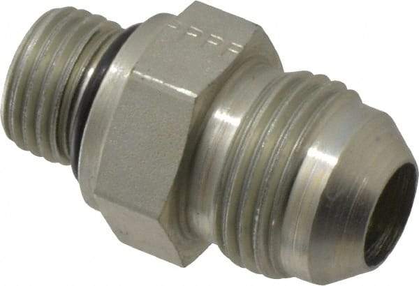 Parker - 1/2" Tube OD, 37° Steel Flared Tube Straight Thread Connector - 9/16 UNF, Flare x SAE-ORB Ends - Americas Industrial Supply