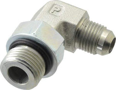 Parker - 3/8" Tube OD, 37° Steel Flared Tube Straight Thread Elbow - 3/4 UNF, Flare x SAE-ORB Ends - Americas Industrial Supply