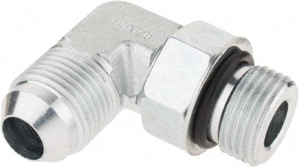 Parker - 1/2" Tube OD, 37° Steel Flared Tube Straight Thread Elbow - 3/4 UNF, Flare x SAE-ORB Ends - Americas Industrial Supply