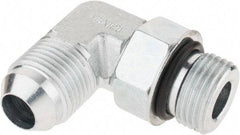 Parker - 1/2" Tube OD, 37° Steel Flared Tube Straight Thread Elbow - 3/4 UNF, Flare x SAE-ORB Ends - Americas Industrial Supply
