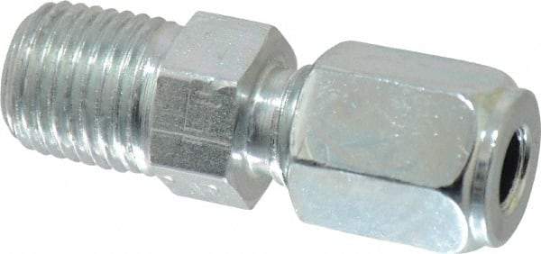 Parker - Metal Flareless Bite Tube Male Connector - 1/4 NPTF - Americas Industrial Supply