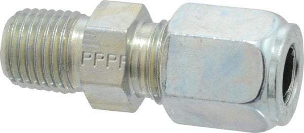 Parker - Metal Flareless Bite Tube Male Connector - 1/4 NPTF - Americas Industrial Supply