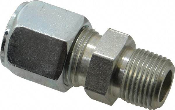 Parker - Metal Flareless Bite Tube Male Connector - 3/8 NPTF - Americas Industrial Supply