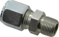 Parker - Metal Flareless Bite Tube Male Connector - 3/8 NPTF - Americas Industrial Supply