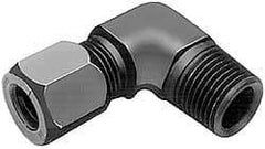 Parker - Metal Flareless Bite Tube Male Elbow - 3/8 NPTF - Americas Industrial Supply