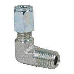 Parker - Metal Flareless Bite Tube Male Elbow - 1/4 NPTF - Americas Industrial Supply