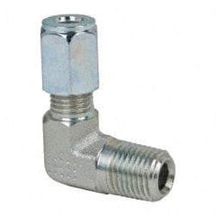 Parker - Metal Flareless Bite Tube Male Elbow - 1/4 NPTF - Americas Industrial Supply