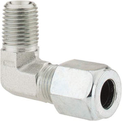 Parker - Metal Flareless Bite Tube Male Elbow - 1/4 NPTF - Americas Industrial Supply