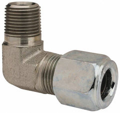 Parker - Metal Flareless Bite Tube Male Elbow - 3/8 NPTF - Americas Industrial Supply