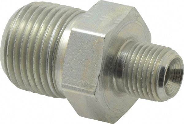 Parker - 3/8 x 1/8 Male Thread, Zinc Plated Steel Industrial Pipe Hex Nipple - MNPTF, 6,000 psi - Americas Industrial Supply