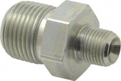 Parker - 3/8 x 1/8 Male Thread, Zinc Plated Steel Industrial Pipe Hex Nipple - MNPTF, 6,000 psi - Americas Industrial Supply