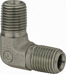 Parker - 1/4 Male Thread, Zinc Plated Steel Industrial Pipe 90° Male Elbow - MNPTF, 6,000 psi - Americas Industrial Supply