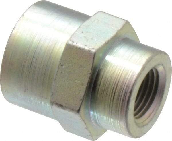 Parker - 1/4 x 1/8 Female Thread, Zinc Plated Steel Industrial Pipe Coupling - FNPTF, 6,000 psi - Americas Industrial Supply