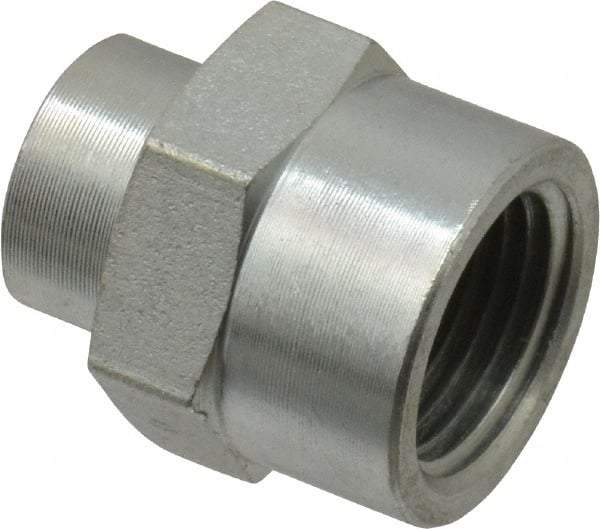 Parker - 3/8 x 1/8 Female Thread, Zinc Plated Steel Industrial Pipe Coupling - FNPTF, 6,000 psi - Americas Industrial Supply