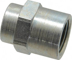 Parker - 3/8 x 1/4 Female Thread, Zinc Plated Steel Industrial Pipe Coupling - FNPTF, 6,000 psi - Americas Industrial Supply