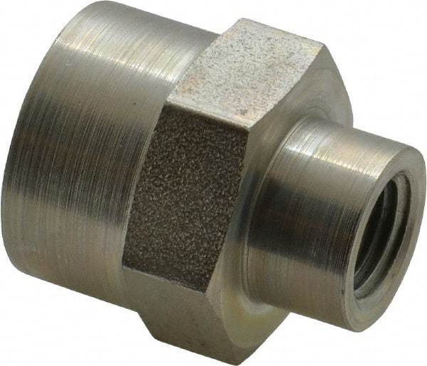 Parker - 1/2 x 1/4 Female Thread, Zinc Plated Steel Industrial Pipe Coupling - FNPTF, 5,000 psi - Americas Industrial Supply