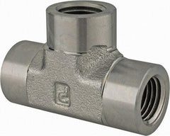 Parker - 3/4 Female Thread, Zinc Plated Steel Industrial Pipe Female Tee - FNPTF, 3,000 psi - Americas Industrial Supply