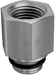 Parker - 1-5/16 - 12 Male Thread x 1/2 Female Thread, Zinc Plated Steel Industrial Pipe Adapter - Male Straight Thread O-Ring x Female NPTF, 5,000 psi - Americas Industrial Supply