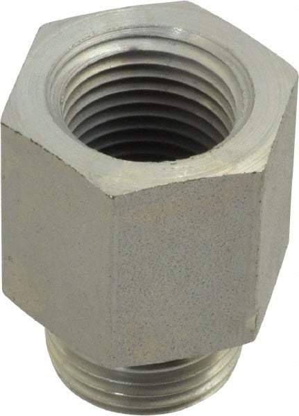 Parker - 7/8-14 Male Thread x 1/2 Female Thread, Zinc Plated Steel Industrial Pipe Adapter - Male Straight Thread O-Ring x Female NPTF, 5,000 psi - Americas Industrial Supply