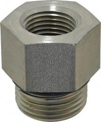 Parker - 1-1/16 - 12 Male Thread x 1/2 Female Thread, Zinc Plated Steel Industrial Pipe Adapter - Male Straight Thread O-Ring x Female NPTF, 5,000 psi - Americas Industrial Supply