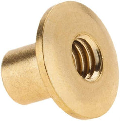 Made in USA - #8-32 Thread Barrel, Brass Sex Bolt & Binding Post - Uncoated, 1/4" Long Barrel - Americas Industrial Supply
